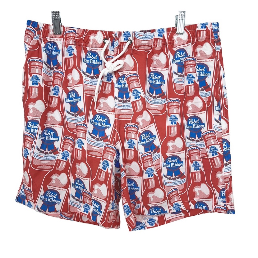NWOT Pabst Blue Ribbon Beer Swim Trunks 6.5” Inseam Men’s Large